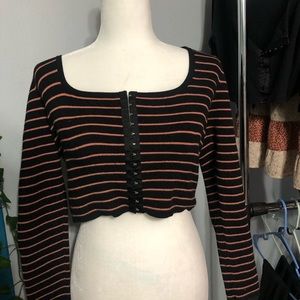 Victoria secret, black and pink long sleeve crop top